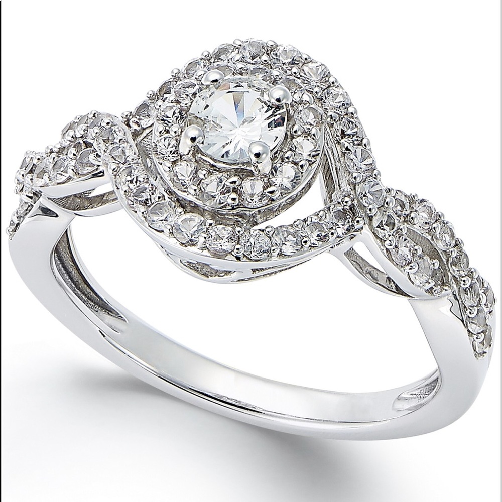 Macy's 14K White Gold White Engagement Rin…